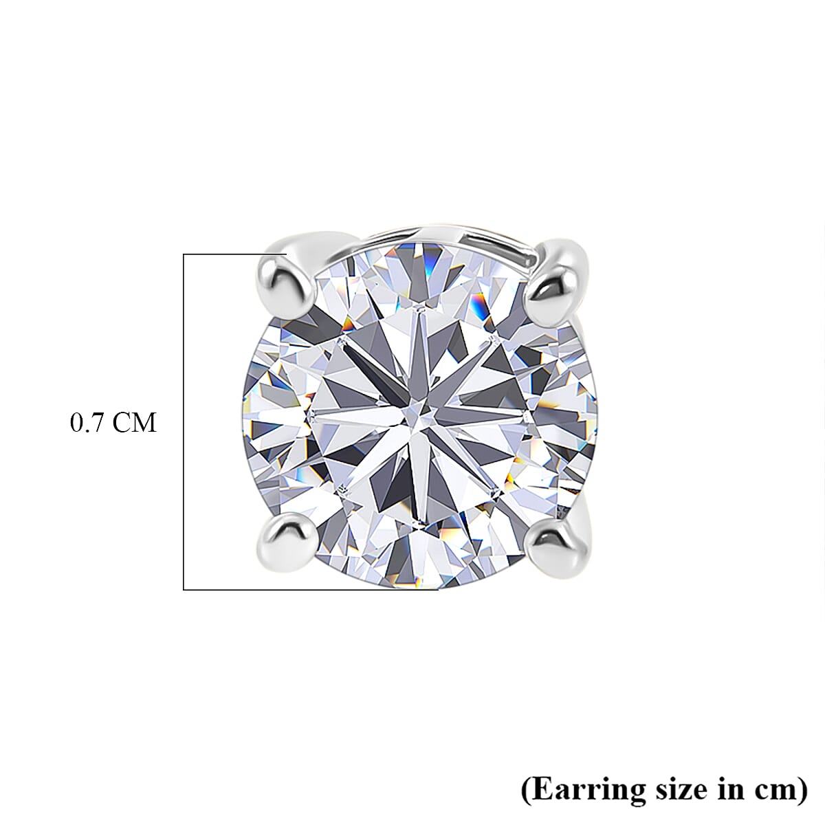 Royal Bali Collection - Moissanite Solitaire Stud Earring with Screw Back in Platinum Overlay Sterling Silver 2.40 Ct.