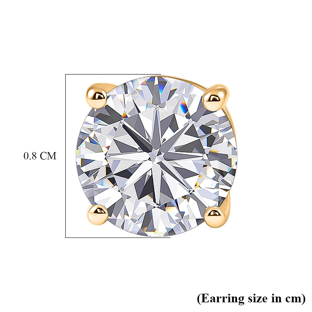 Royal Bali Collection - D'Joy Moissanite Solitaire Stud Earring with Screw Back in Yellow Gold Plated Sterling Silver 3.60 Ct.