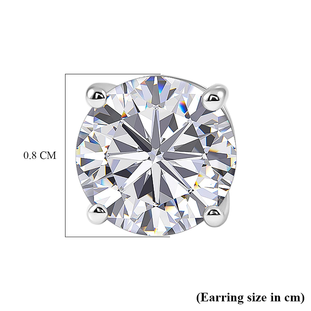 D'Joy Moissanite Solitaire Stud Earring with Screw Back in Platinum Overlay Sterling Silver 3.60 Ct.