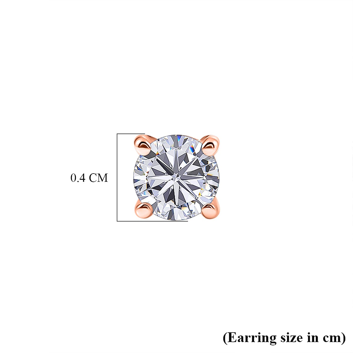 Royal Bali Collection - Moissanite Solitaire Stud Earring with Screw Back in Rose Gold Plated Sterling Silver