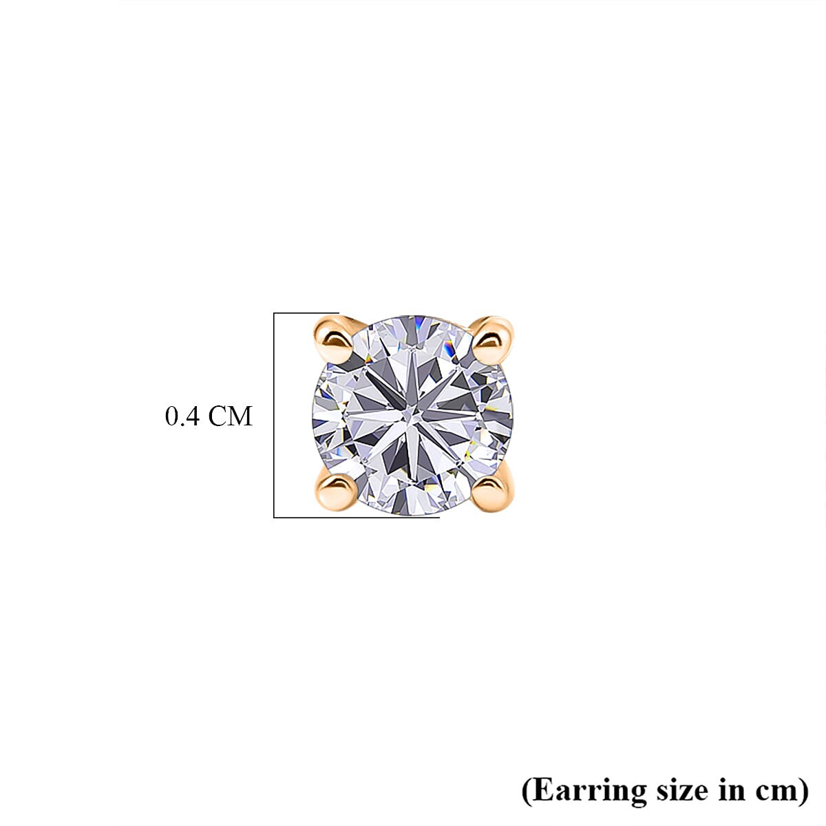 Moissanite Solitaire Stud Earring with Screw Back in Yellow Gold Plated Sterling Silver