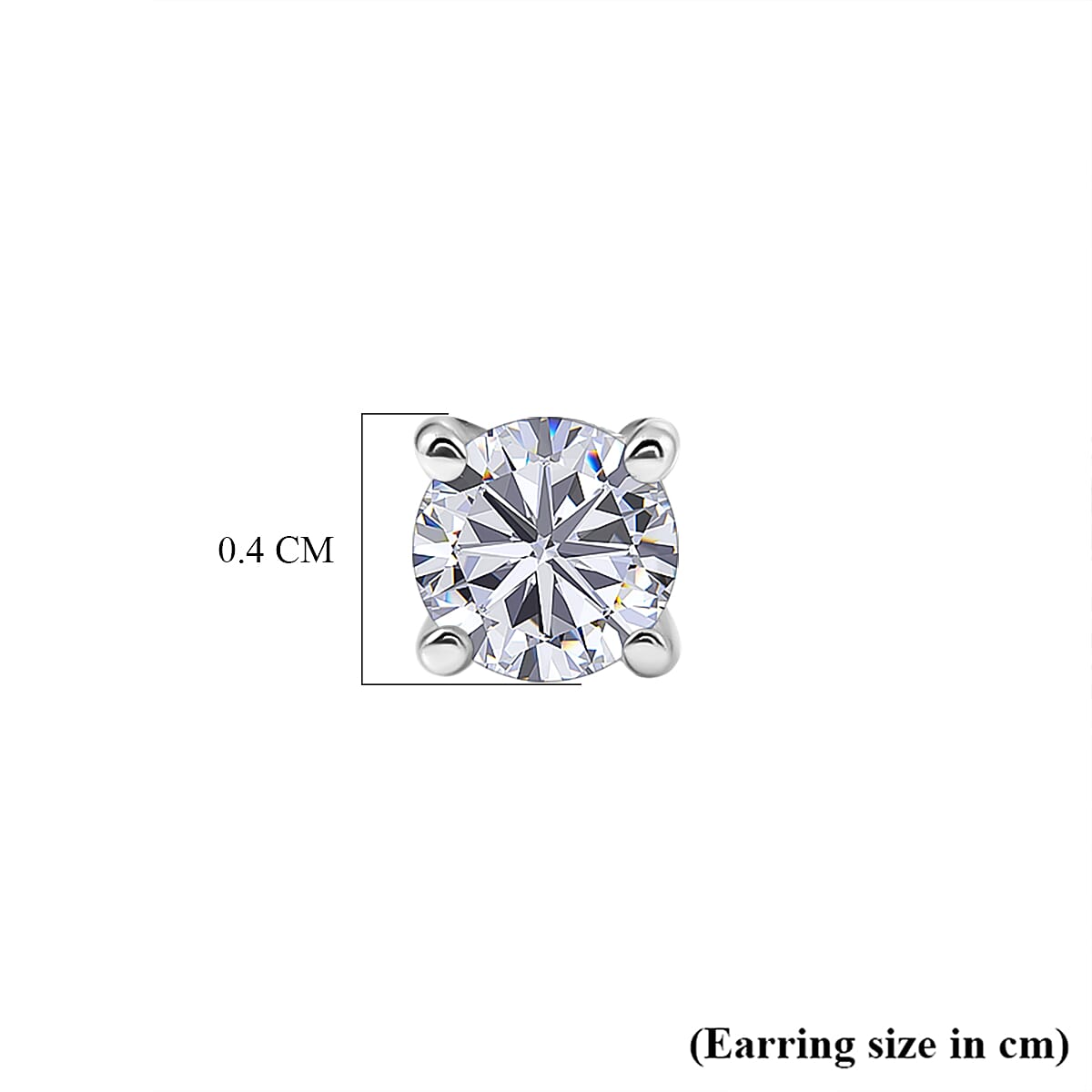 Moissanite Solitaire Stud Earring with Screw Back in Platinum Overlay Sterling Silver