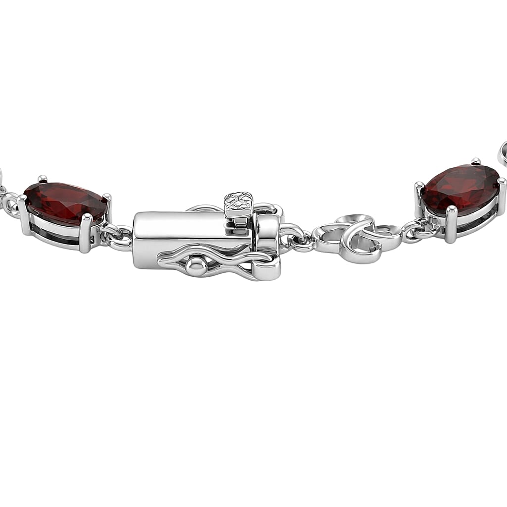EverTrue Red Garnet Fancy Bracelet (Size - 8) in Rhodium Overlay Pure Yellow Brass  9.500  Ct.