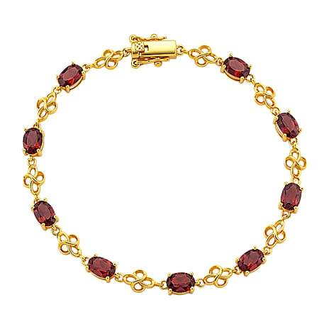 EverTrue Red Garnet Fancy Bracelet (Size - 7) Pure Yellow Brass  8.550  Ct.