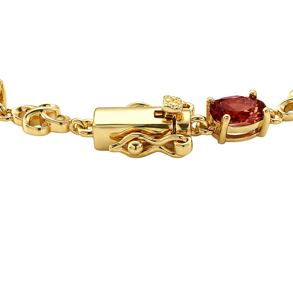 EverTrue Red Garnet Fancy Bracelet (Size - 7) Pure Yellow Brass  8.550  Ct.