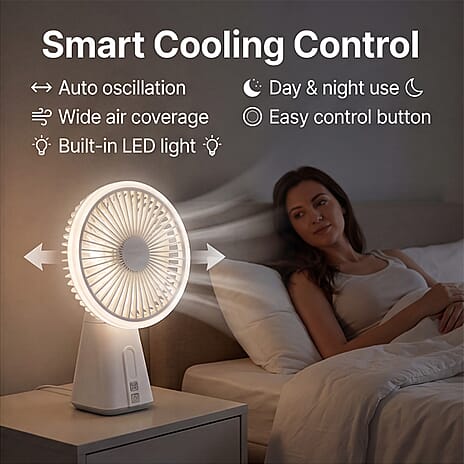 7-inch Oscillating Rechargeable Fan - White
