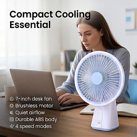 7-Inch Oscillating Rechargeable Fan with LED Light
