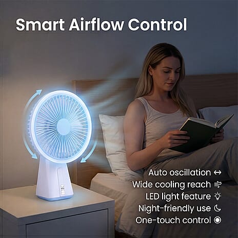 7-Inch Oscillating Rechargeable Fan with LED Light
