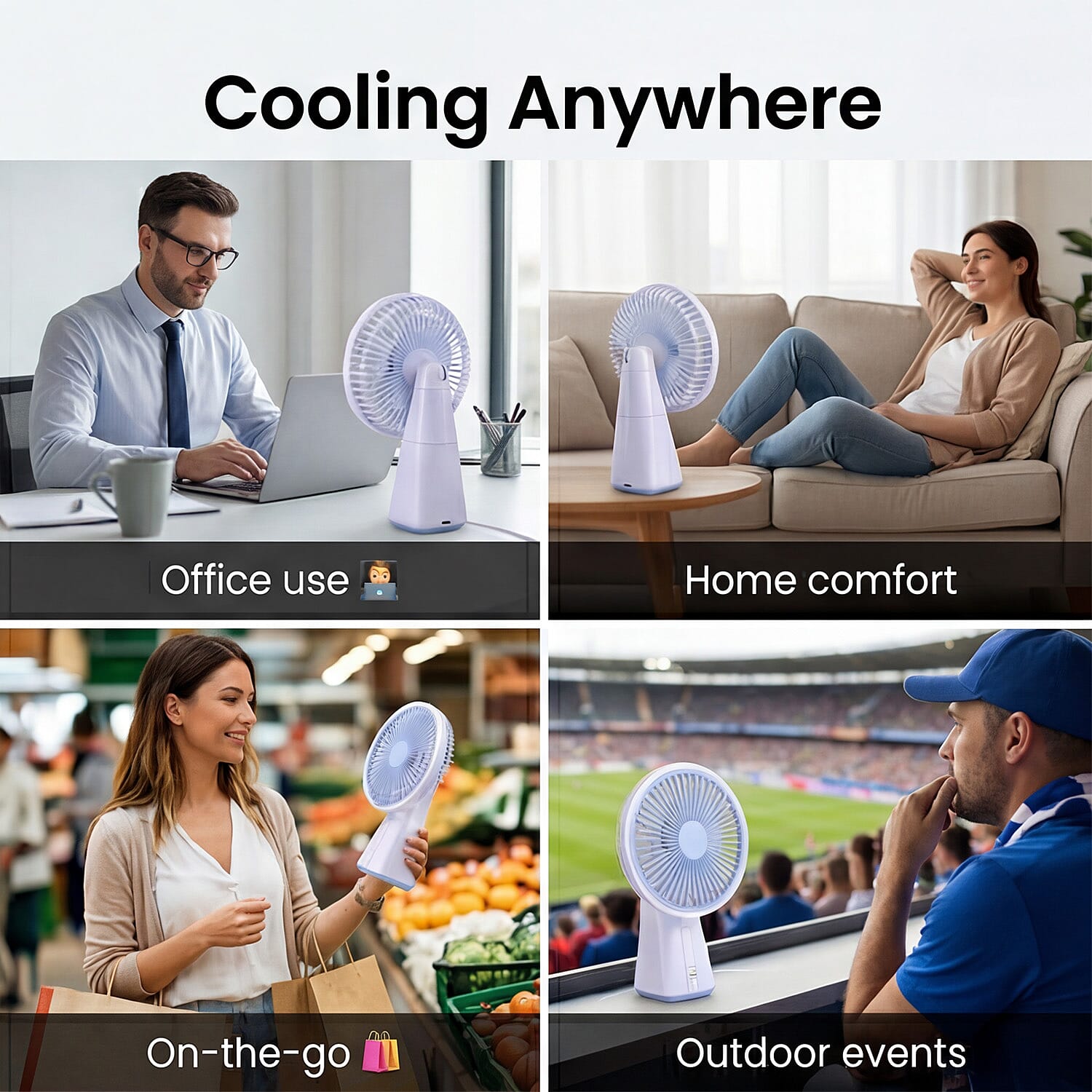 7-inch Oscillating Rechargeable Fan - Blue