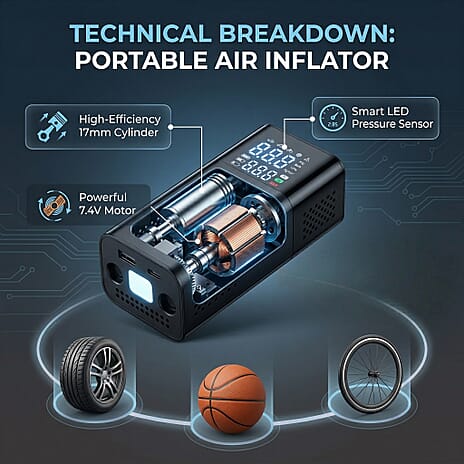 Digital Tyre Inflator, Portable Air Compressor Car Tyre Pump