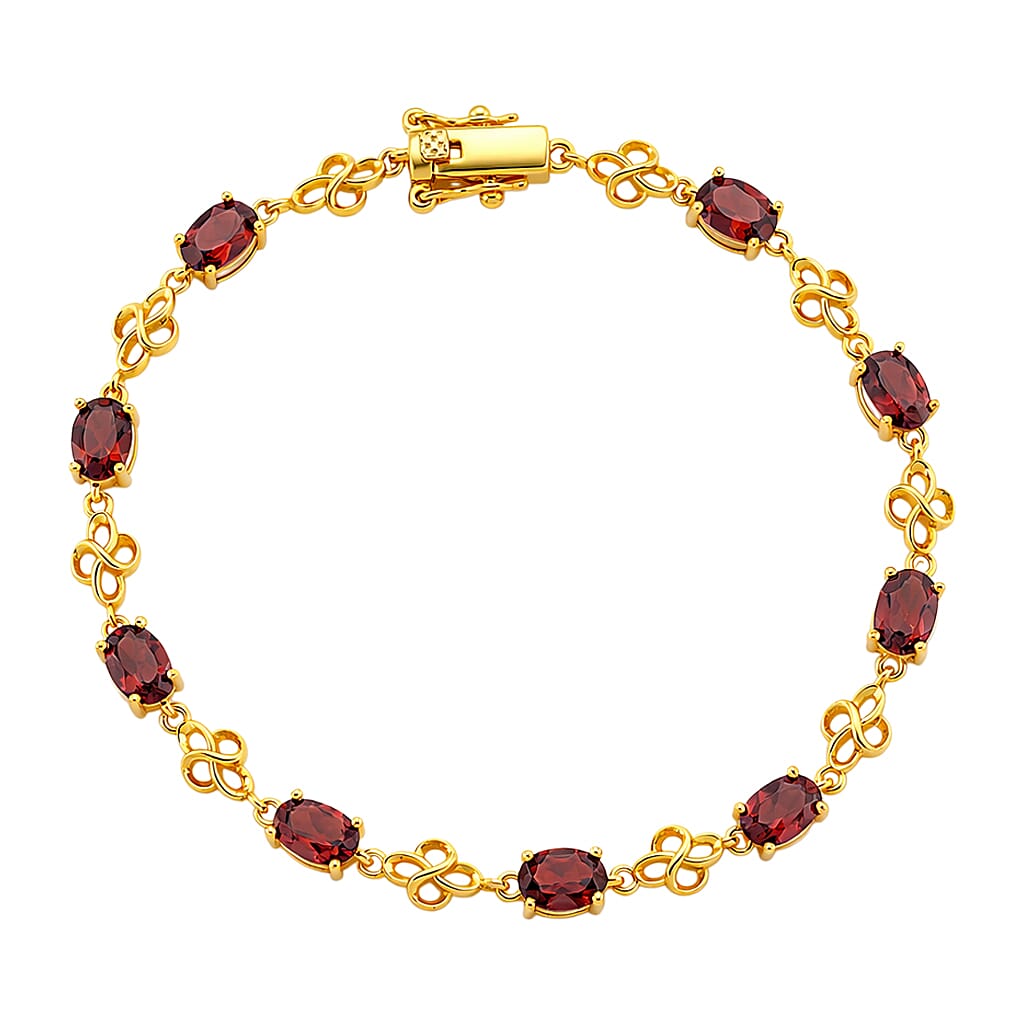 EverTrue Red Garnet Fancy Bracelet (Size - 8) Pure Yellow Brass  9.500  Ct.