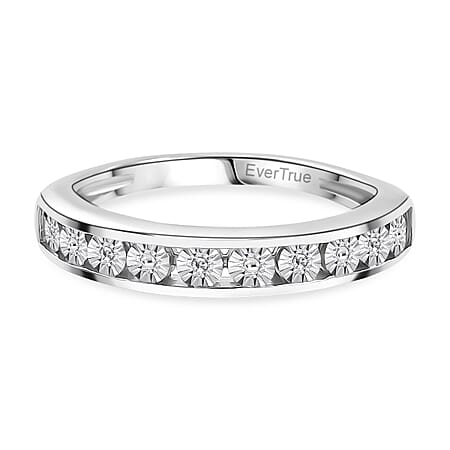 EverTrue White Diamond Half Eternity Band Ring in White Tone EverTrue White Diamond Half Eternity Band Ring in White Tone
