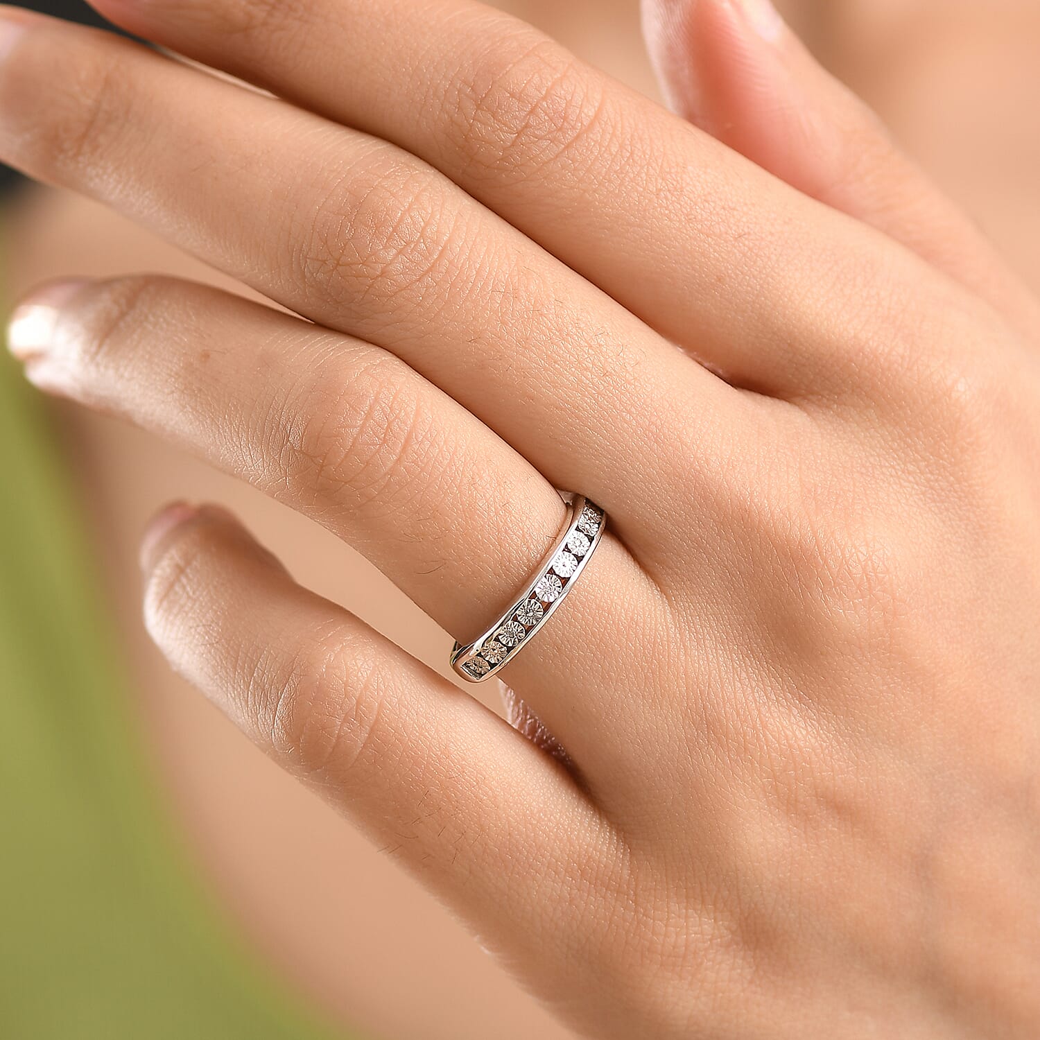 EverTrue Natural White Diamond Half Eternity Band Ring