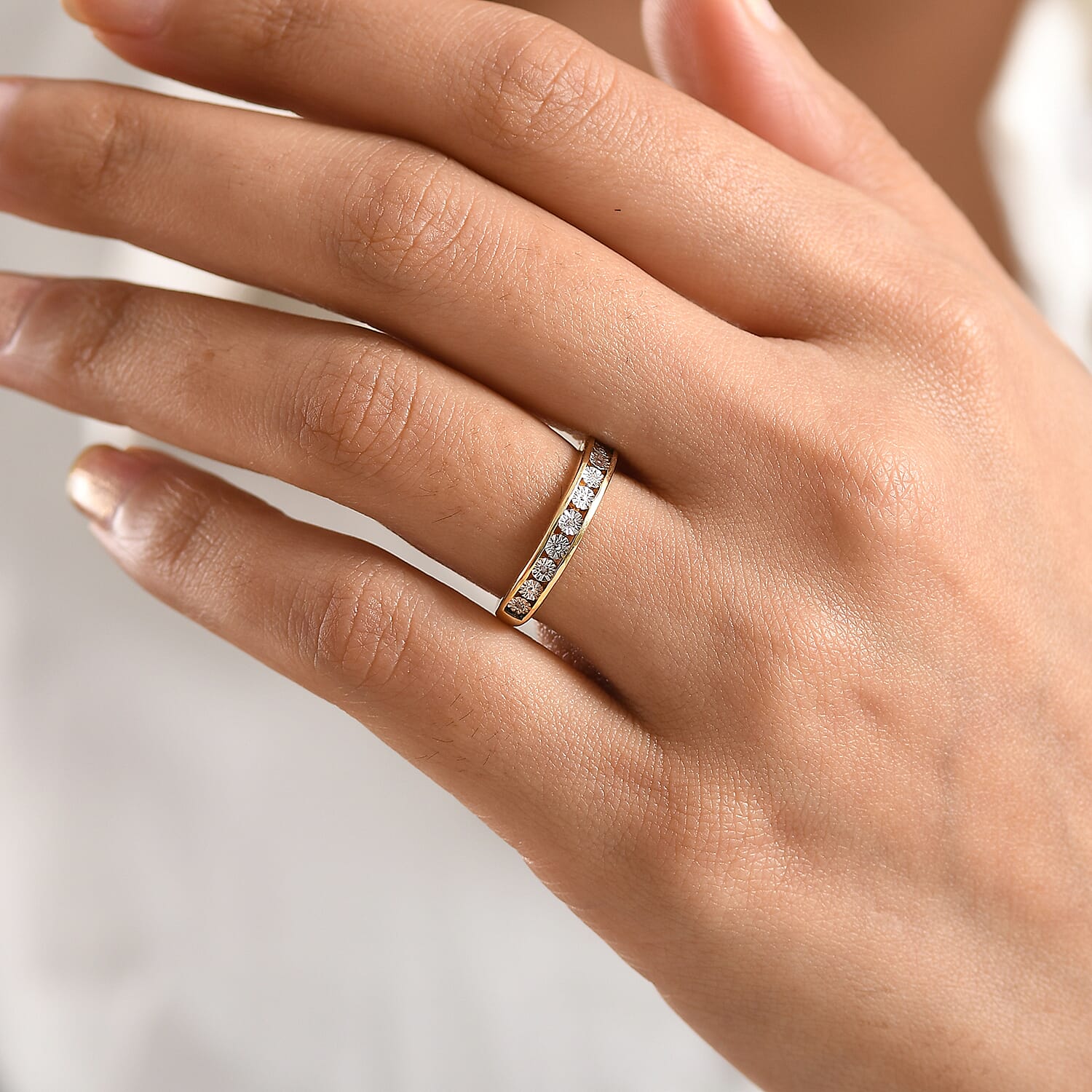 EverTrue Natural White Diamond Half Eternity Band Ring