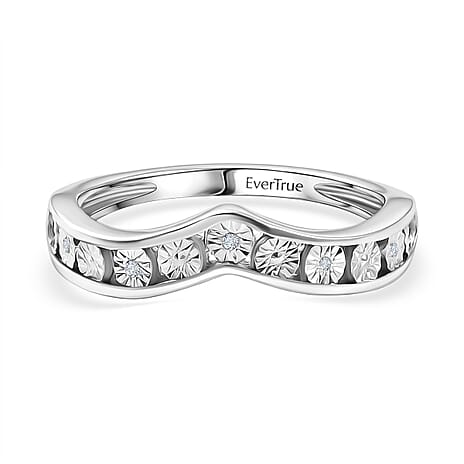 EverTrue White Diamond Platinum Overlay Wishbone Band Ring
