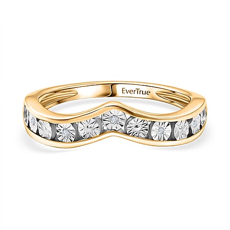 EverTrue White Diamond Wishbone Band Ring in Yellow Gold Tone