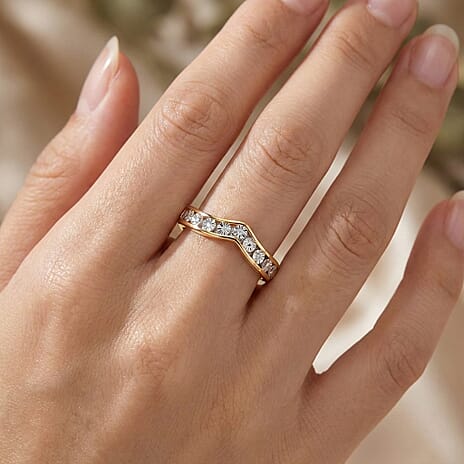 EverTrue White Diamond Wishbone Band Ring in Yellow Gold Tone