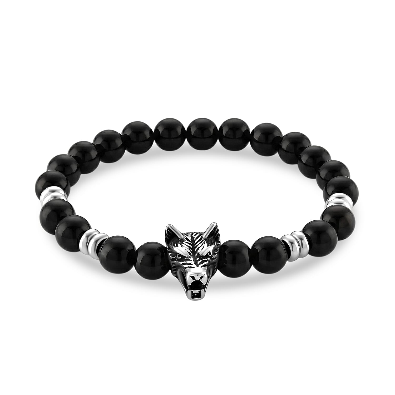 Natural Shungite Wolf Charm Adjustable Bracelet 75.00 Ct.