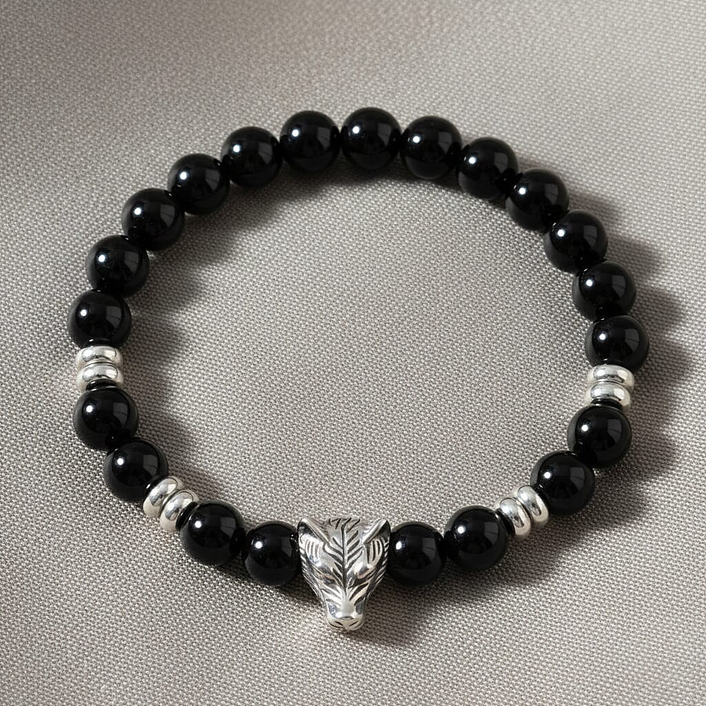 Natural Shungite Wolf Charm Adjustable Bracelet 75.00 Ct.