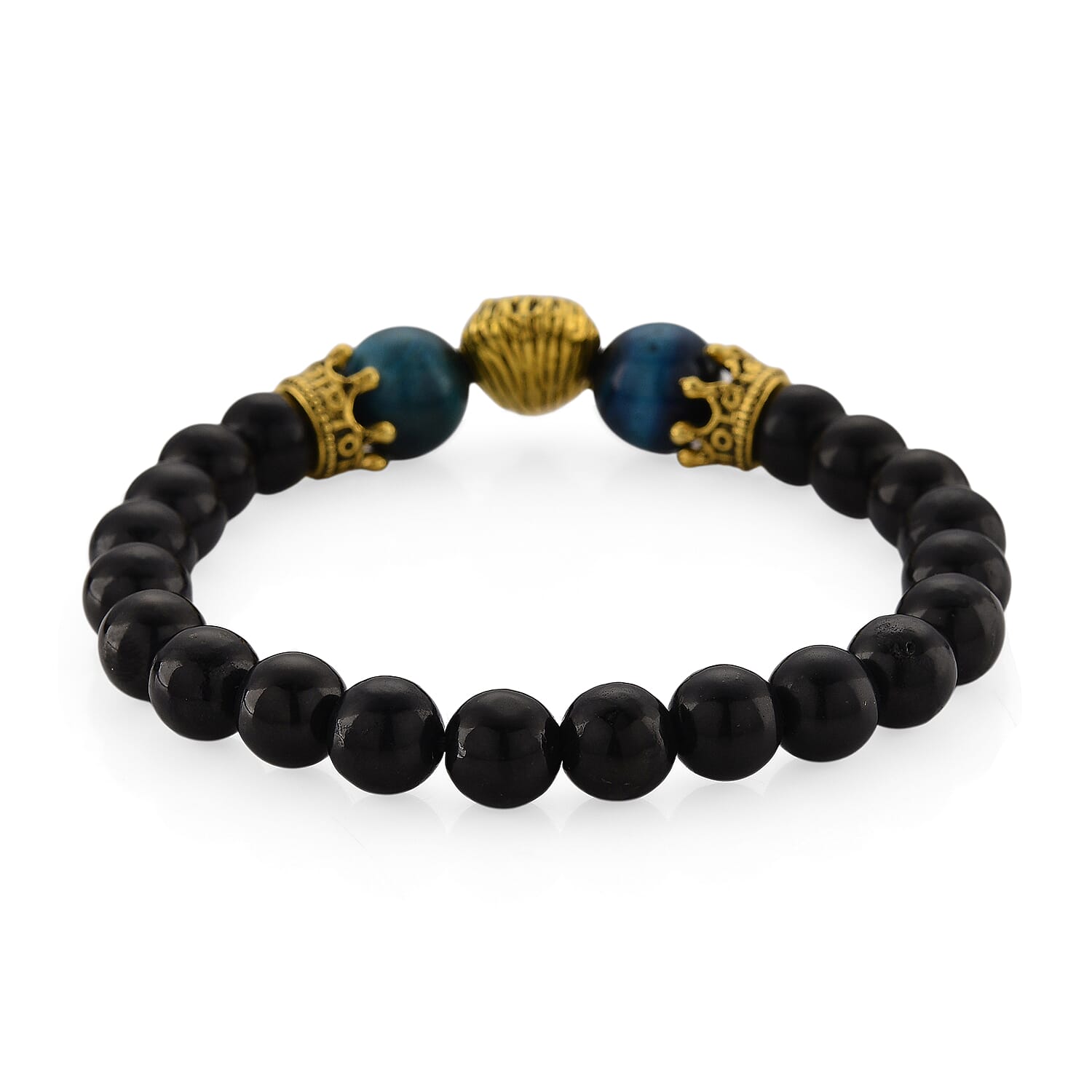 Blue Tigers Eye & Natural Shungite Adjustable Lion Bracelet 70.00 Ct.