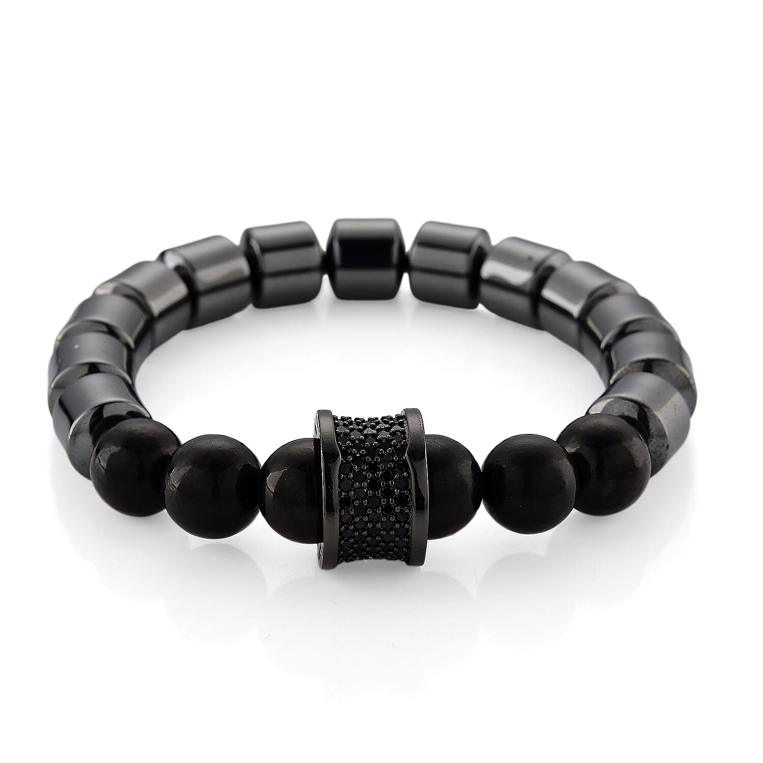 Natural Shungite, Hematite & Black Cubic Zirconia Adjustable Bracelet 235.00 Ct.
