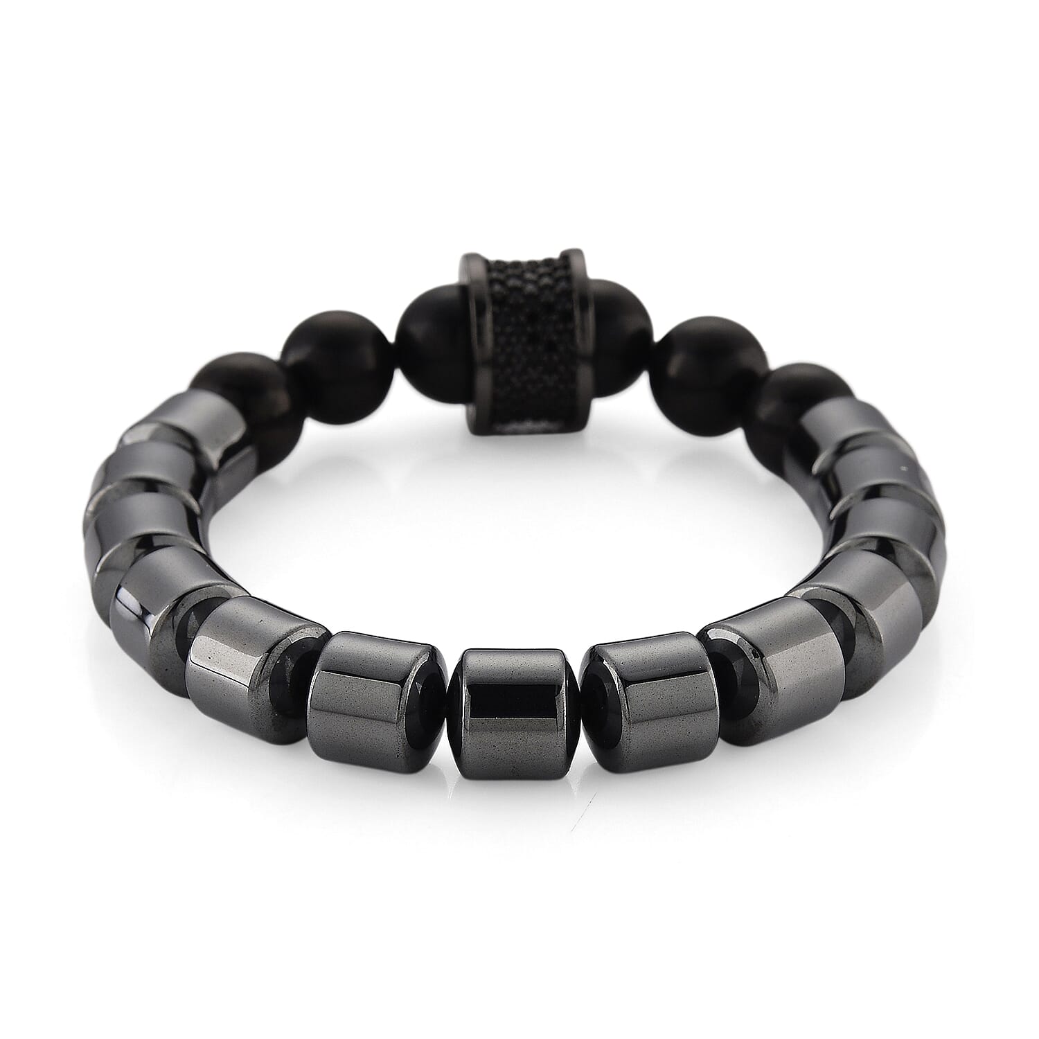 Natural Shungite, Hematite & Black Cubic Zirconia Adjustable Bracelet 235.00 Ct.