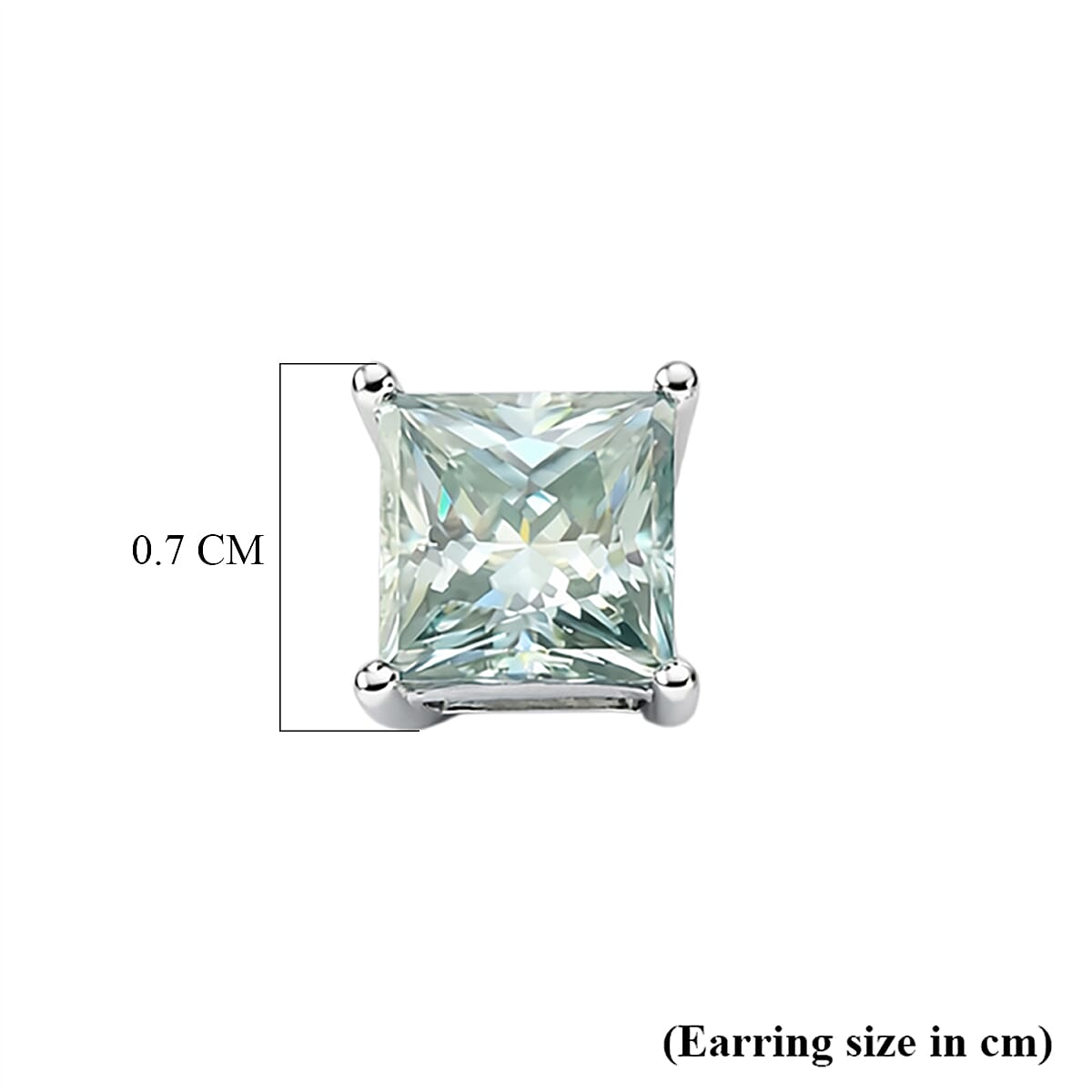 D'Joy Paraiba Moissanite Solitaire Stud Earring with Push Back in Rhodium Overlay Sterling Silver 1.82 Ct.