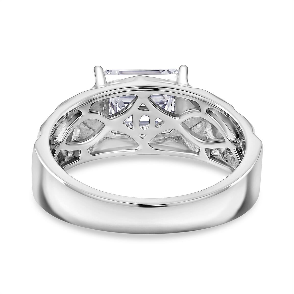 D'Joy Moissanite Solitaire Ring in Rhodium Overlay Sterling Silver 2.70 Ct.