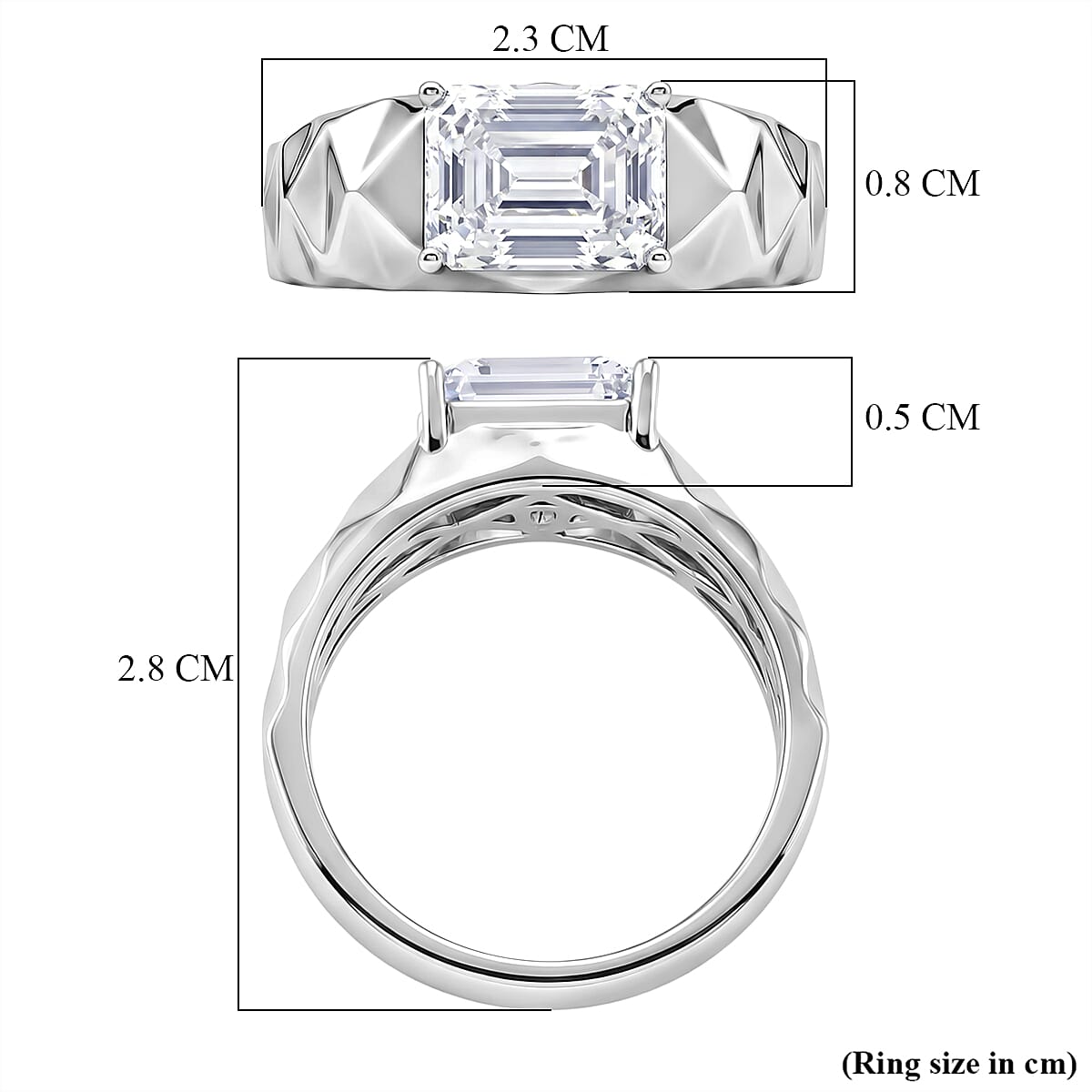 D'Joy Moissanite Solitaire Ring in Rhodium Overlay Sterling Silver 2.70 Ct.