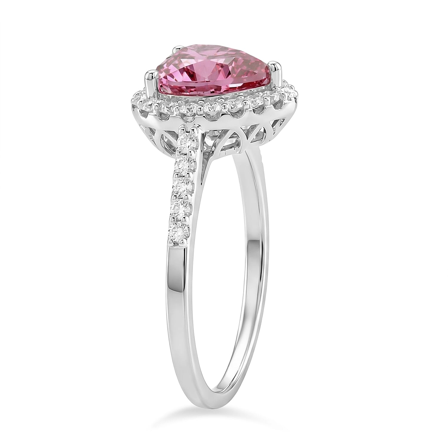 D'Joy Pink Moissanite, Moissanite Fancy Ring in Rhodium OverlaySterling Silver  2.390  Ct.
