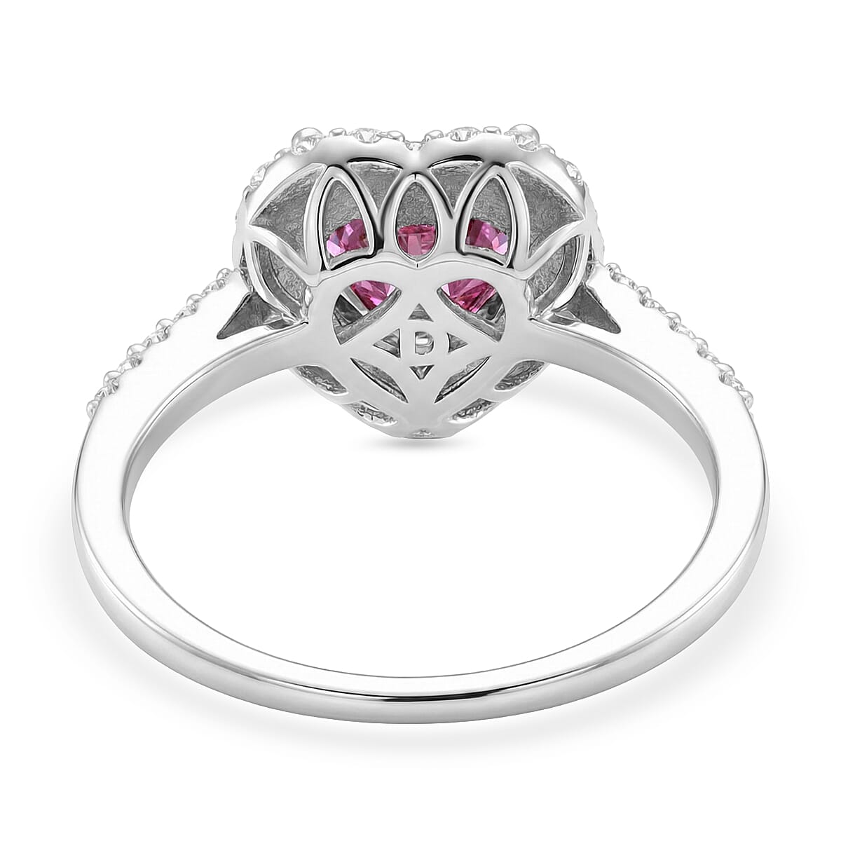 D'Joy Pink Moissanite, Moissanite Fancy Ring in Rhodium OverlaySterling Silver  2.390  Ct.