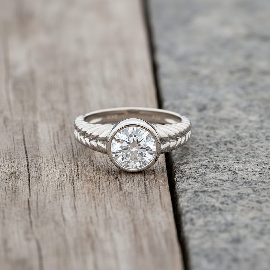 D'Joy Moissanite Solitaire Ring in Sterling Silver 1.91 Ct.