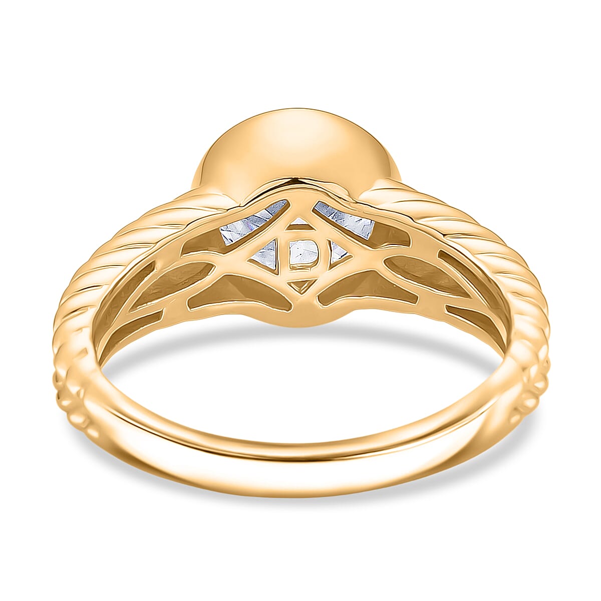 D'Joy Moissanite Solitaire Ring in Yellow Gold Plated Sterling Silver 2.00 Ct.