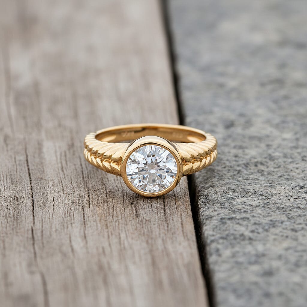 D'Joy Moissanite Solitaire Ring in Sterling Silver 1.91 Ct.