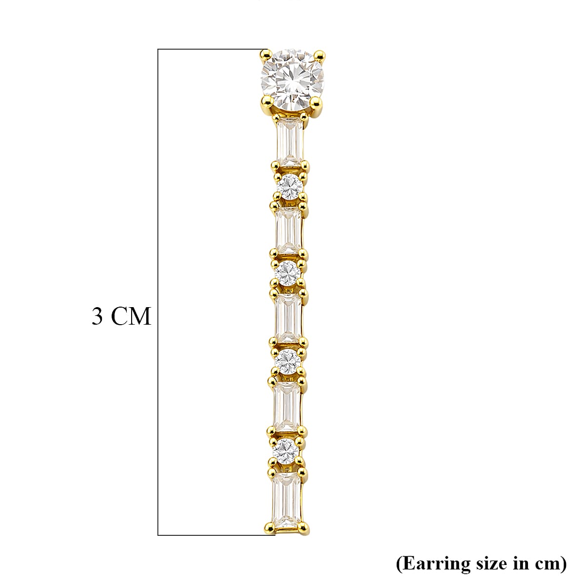 D'Joy Moissanite Drop Earring with Push Back in Yellow Gold Plated Sterling Silver 1.20 Ct.