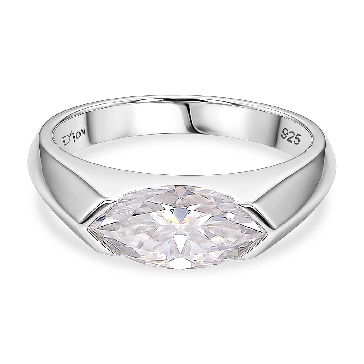 D'Joy Moissanite Solitaire Ring in Rhodium Overlay Sterling Silver  1.86 Ct.