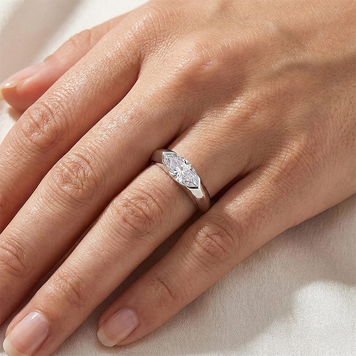 D'Joy Moissanite Solitaire Ring in Rhodium Overlay Sterling Silver  1.86 Ct.