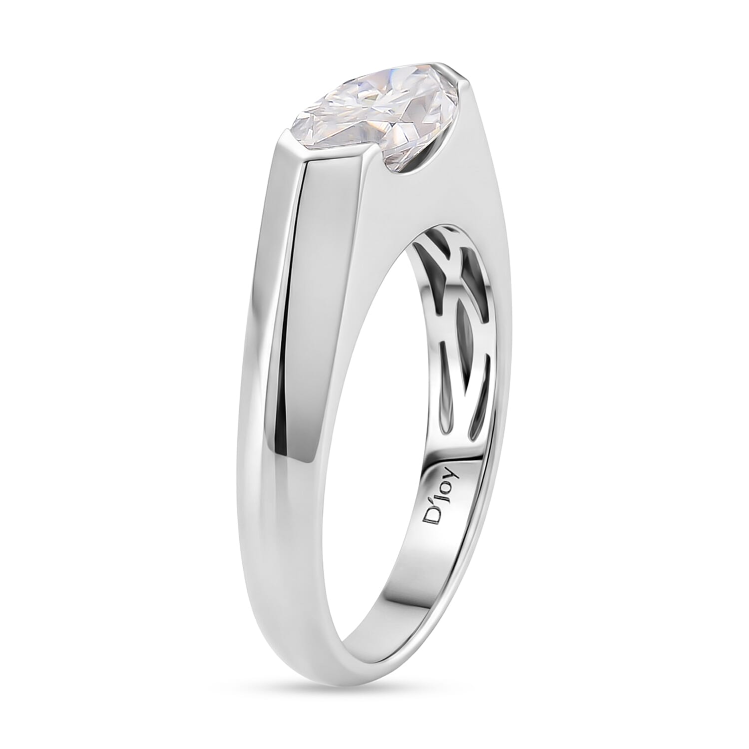 D'Joy - Moissanite Solitaire Ring in Rhodium Overlay Sterling Silver  1.86 Ct.