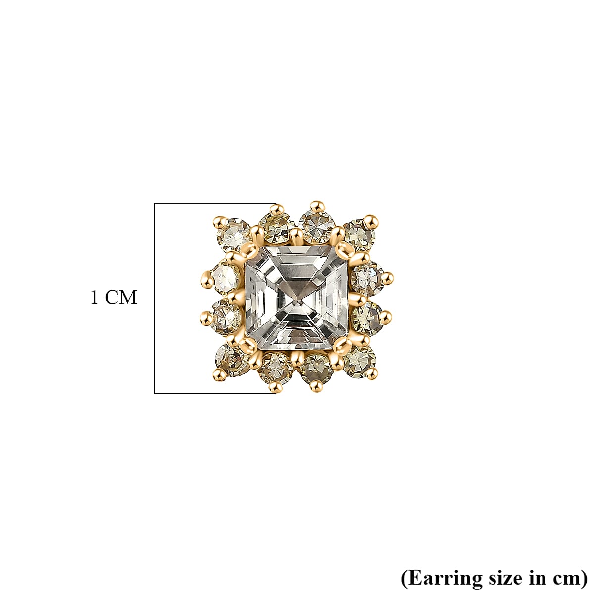 D'Joy AAA Natural Turkizite (Asscher Cut) & Lab Grown Yellow Diamond (SI) Earrings in 18K Vermeil Yellow Gold Sterling Silver  2.00 Ct.