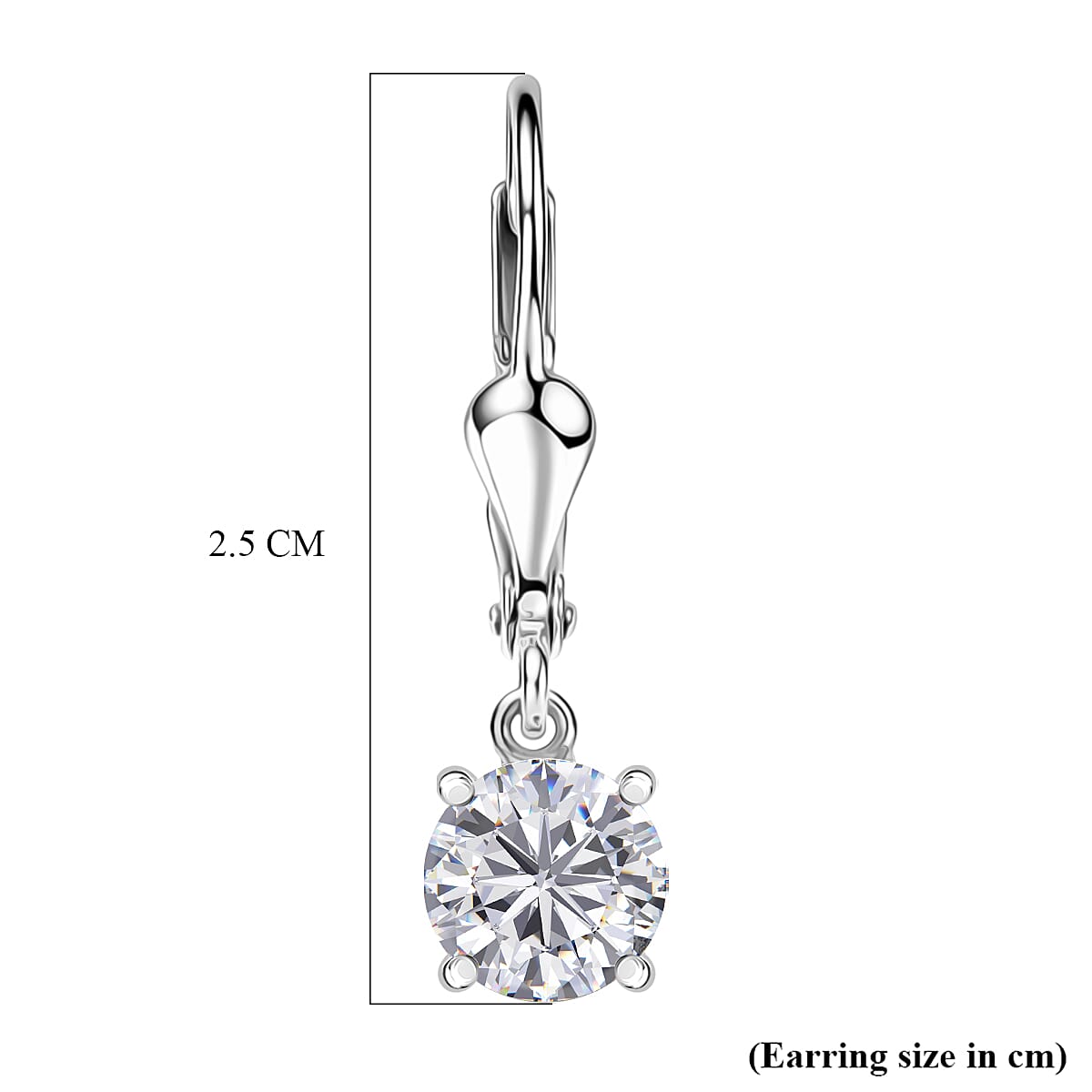 D'Joy Moissanite Earring with Lever Back in Platinum Overlay Sterling Silver 1.53 Ct.