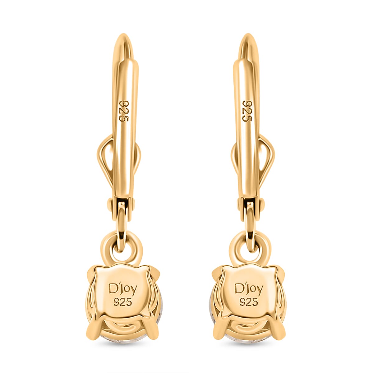 D'Joy Moissanite Earring with Lever Back in Yellow Gold Plated Sterling Silver 1.53 Ct.