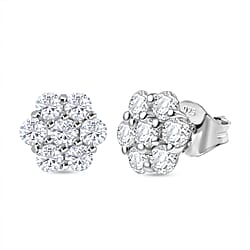 D'Joy Moissanite Earring with Push Back in Platinum Overlay Sterling Silver 1.58 Ct.