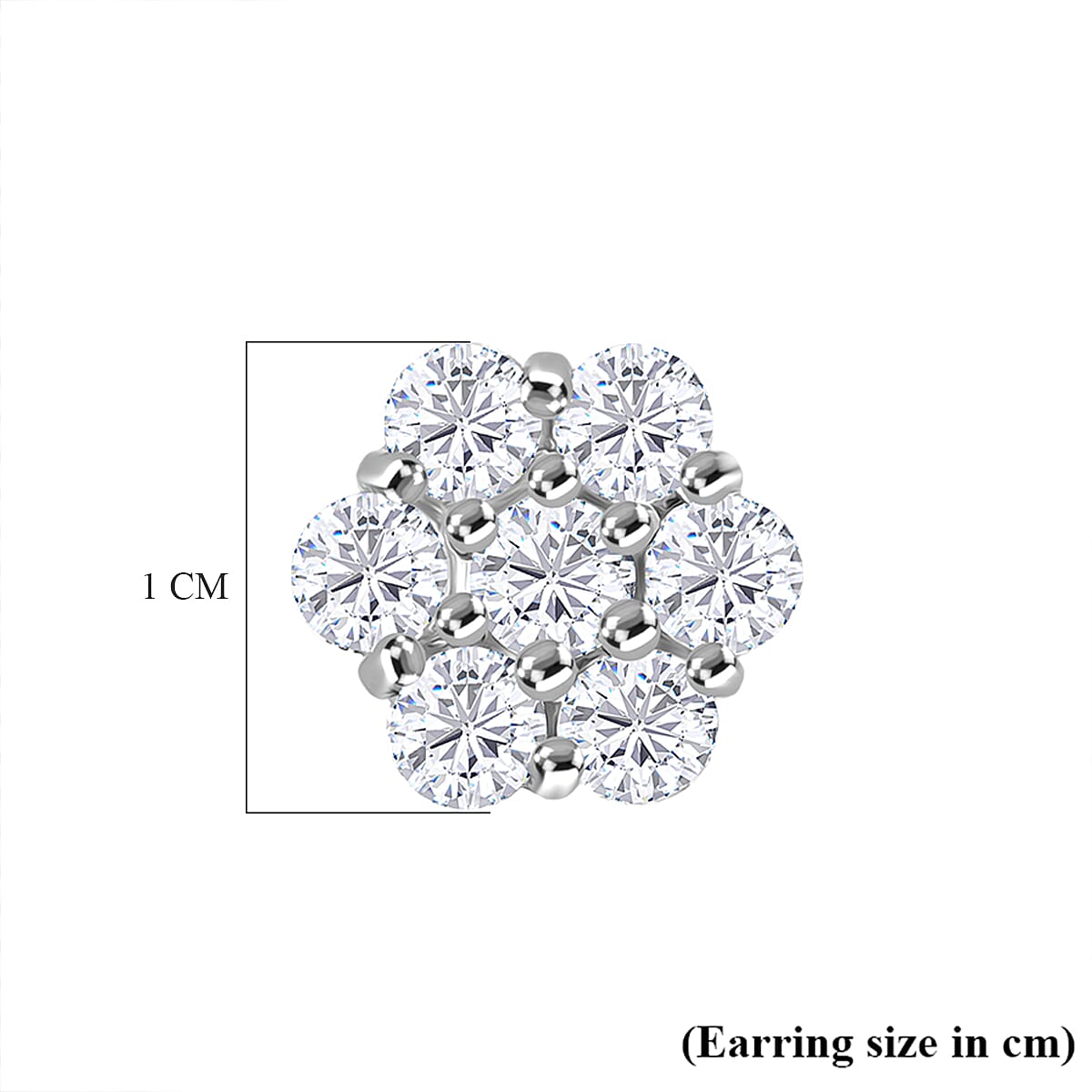 D'Joy Moissanite Earring with Push Back in Platinum Overlay Sterling Silver 1.58 Ct.