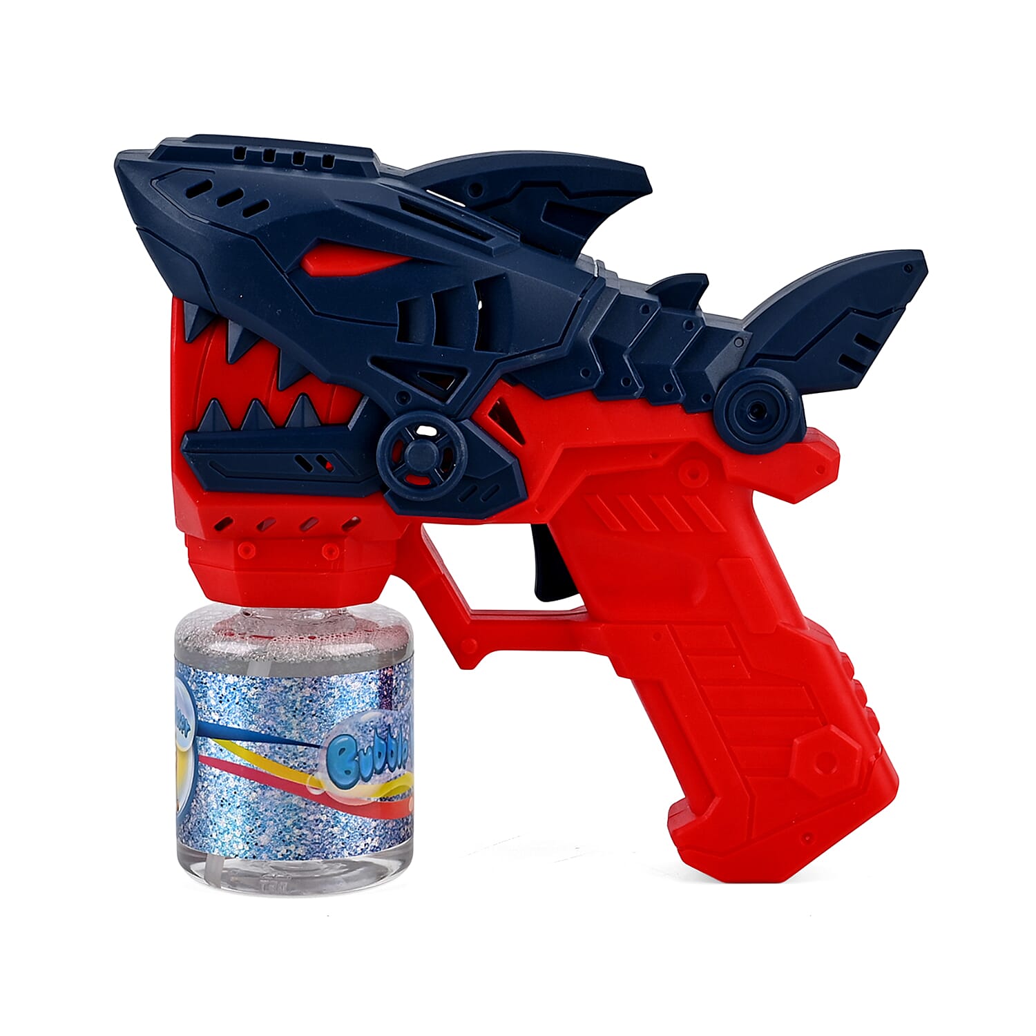 Mini Robotic Shark With 90mL Bubble Liquid Powered By 4xAA Battery (Not Incl.) - Red & Navy Blue