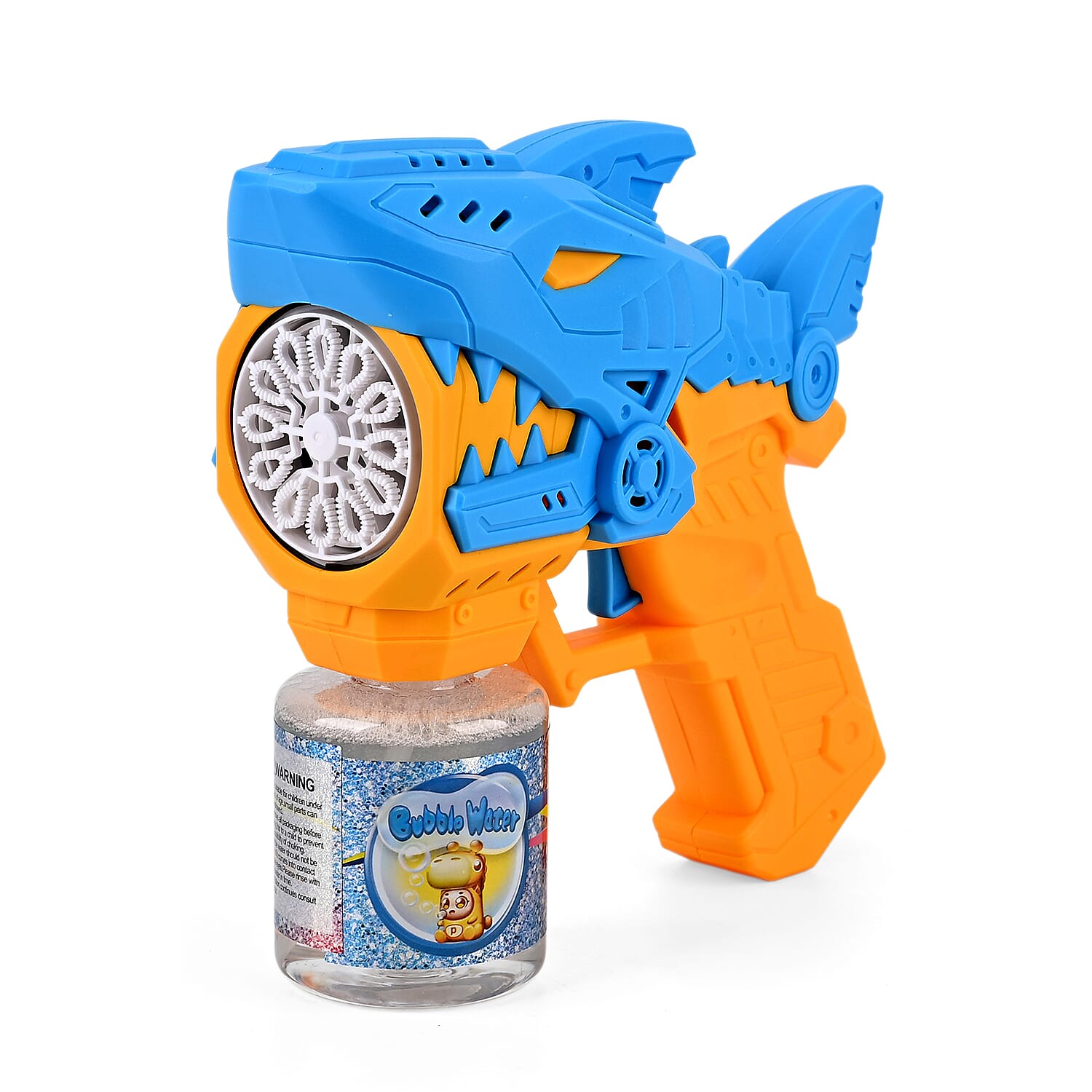 Mini Robotic Shark With 90mL Bubble Liquid Powered By 4xAA Battery (Not Incl.) - Yellow & Blue