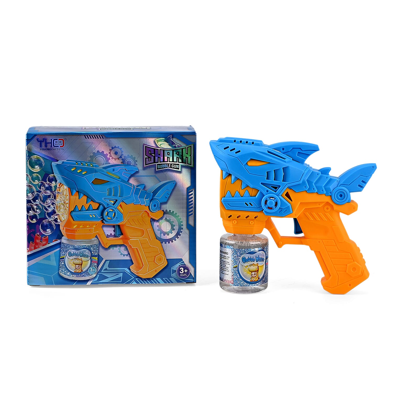 Mini Robotic Shark With 90mL Bubble Liquid Powered By 4xAA Battery (Not Incl.) - Yellow & Blue