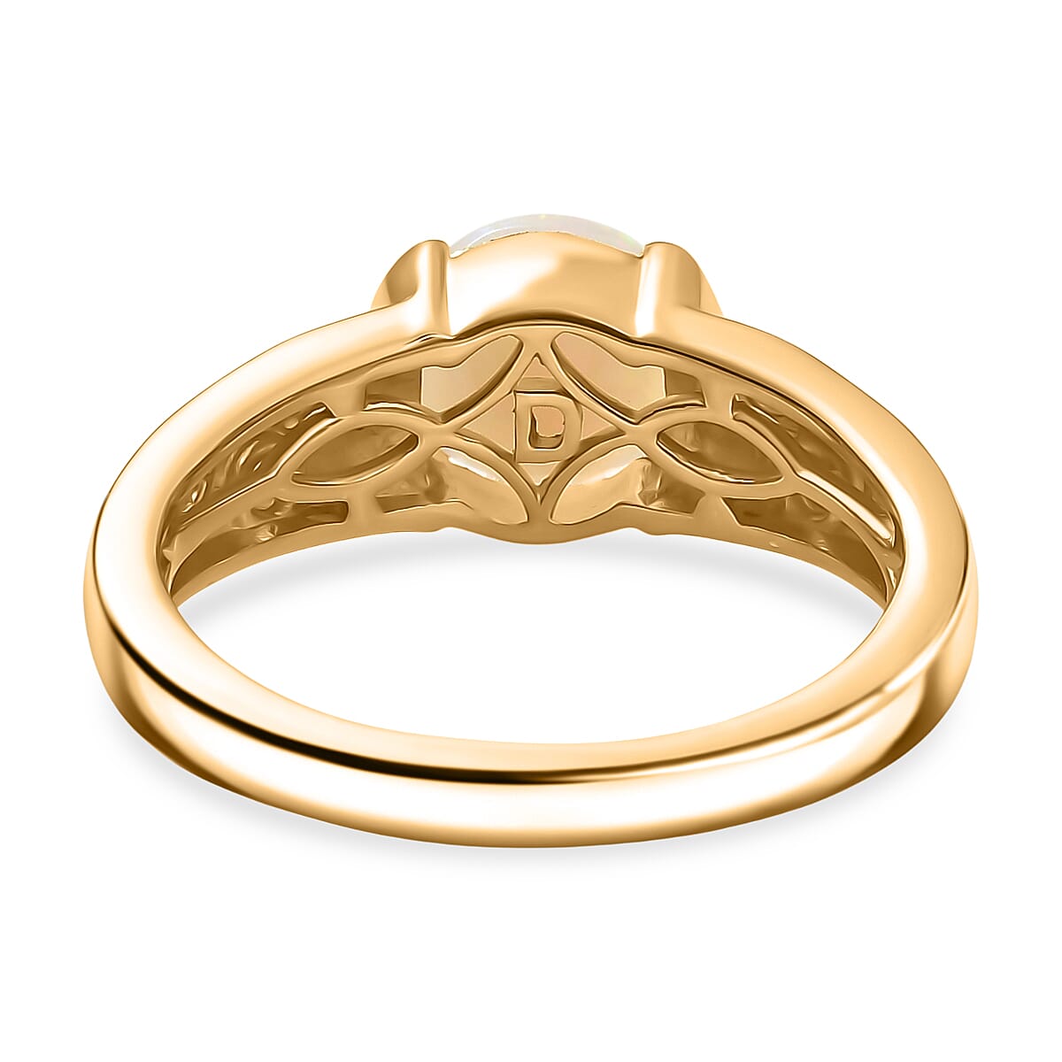 D'Joy Faceted Ethiopian Opal & White Zircon Ring in Yellow Gold Plated Sterling Silver 1.00 Ct.