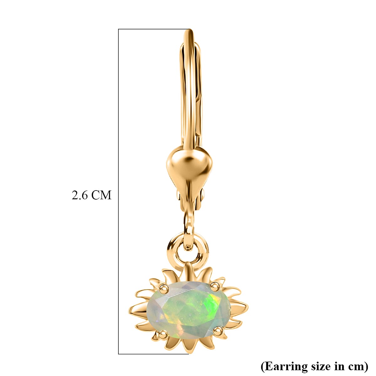 D'Joy Faceted Ethiopian Opal Drop Earrings with Lever Back in Yellow Gold Plated Sterling Silver.