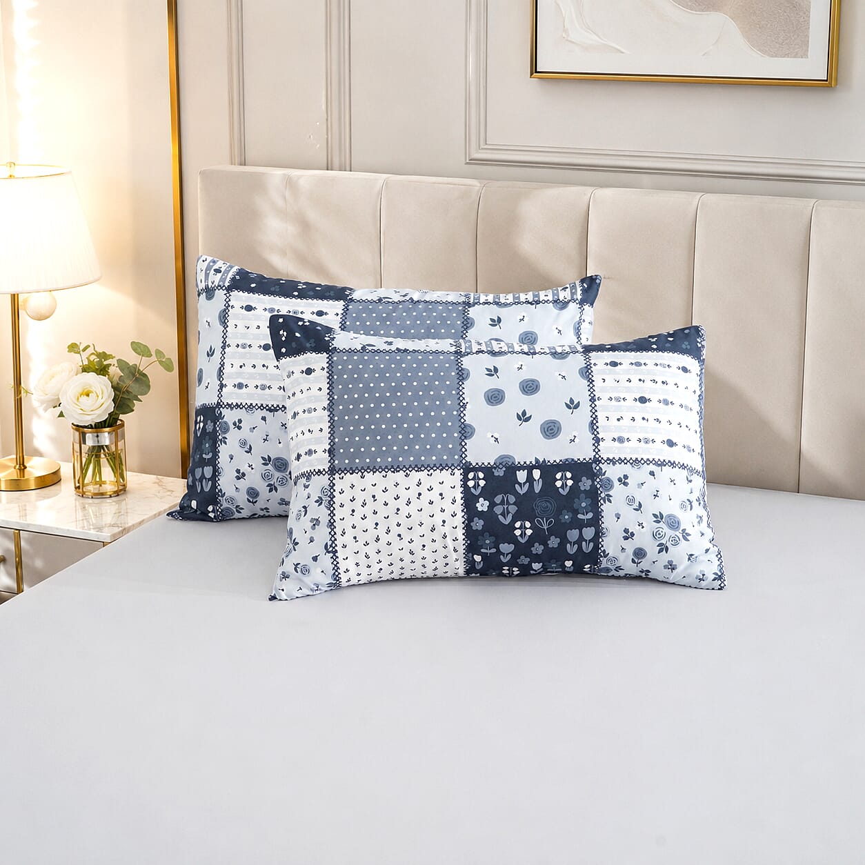 LIVMORE Set of 4 - Printed Duvet Cover Set - Inc. Duvet Cover Fitted Sheet & 2 x Pillowcase