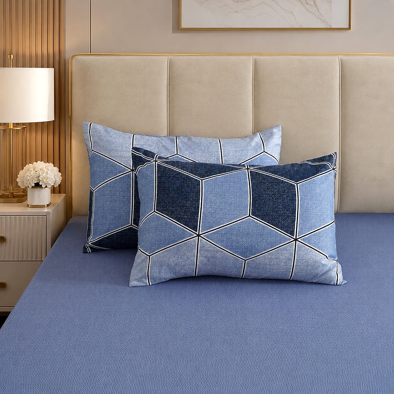 LIVMORE Set of 4 - Printed Duvet Cover Set - Inc. Duvet Cover Fitted Sheet & 2 x Pillowcase